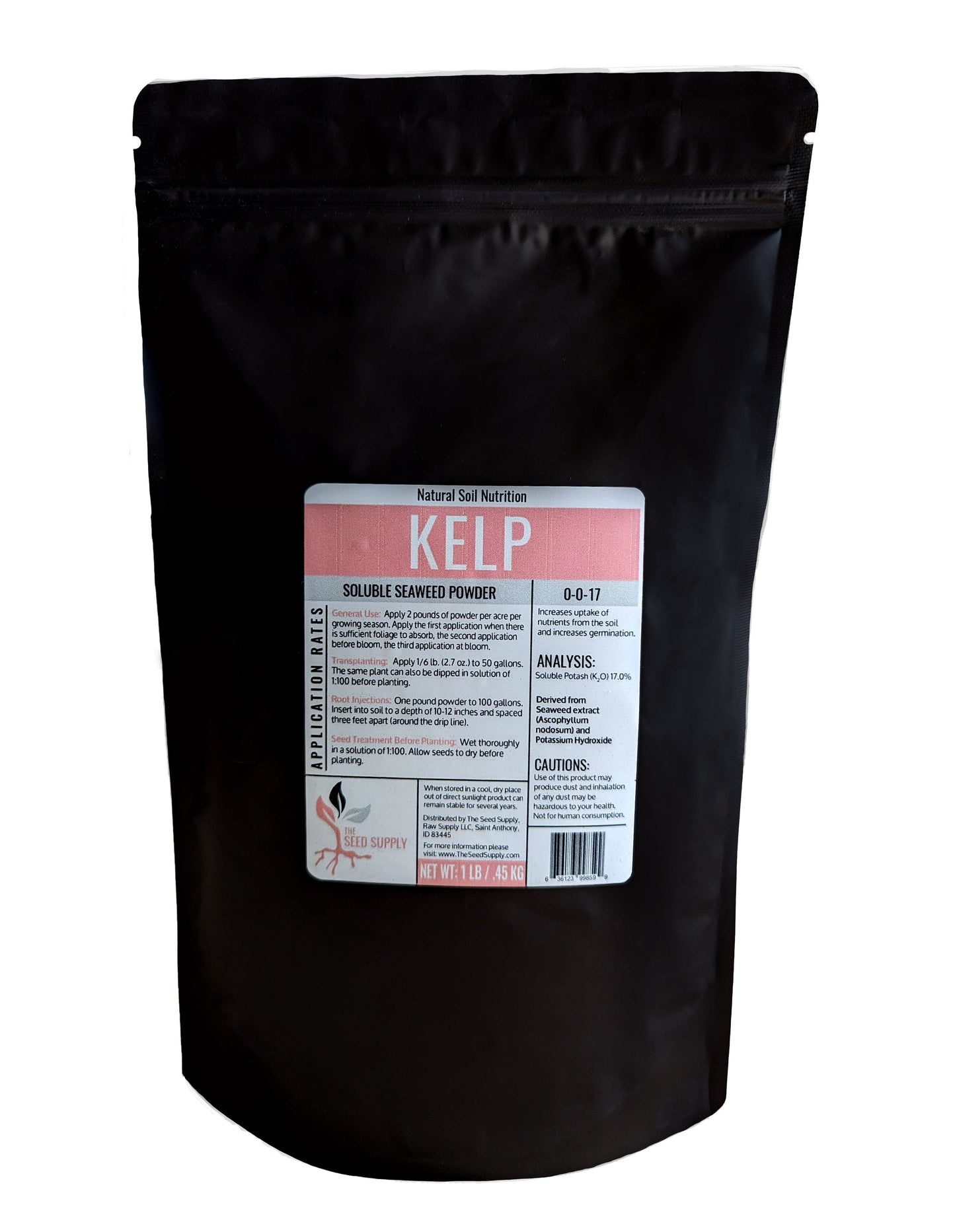 High-quality soluble kelp powder for foliar feeding and soil enrichment.