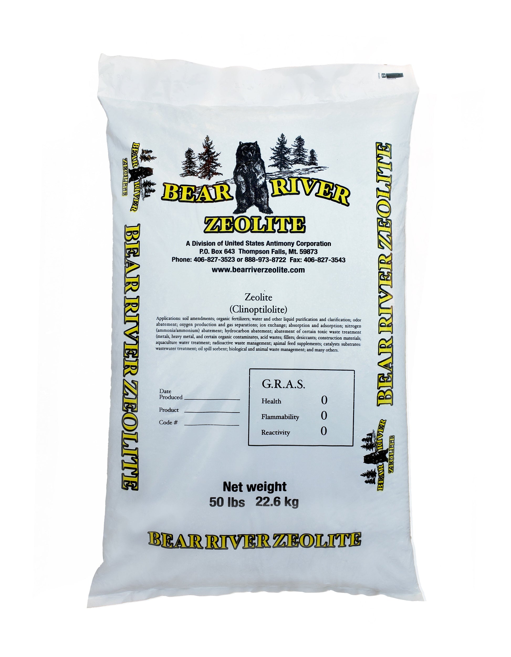 Eco-friendly clinoptilolite zeolite granules in a bag, ready for agricultural use.