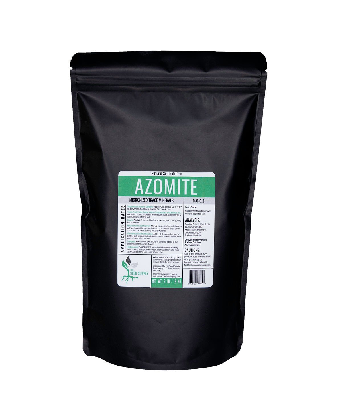 Micronized Azomite powder in a resealable bag, perfect for soil remineralization.