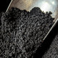 Close-up of worm castings in a metal scoop